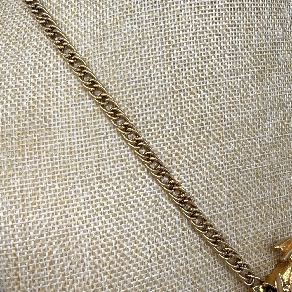 1960s Crown Trifari Gold Plate Cuckoo Clock Watch Necklace - Picture 8 of 16